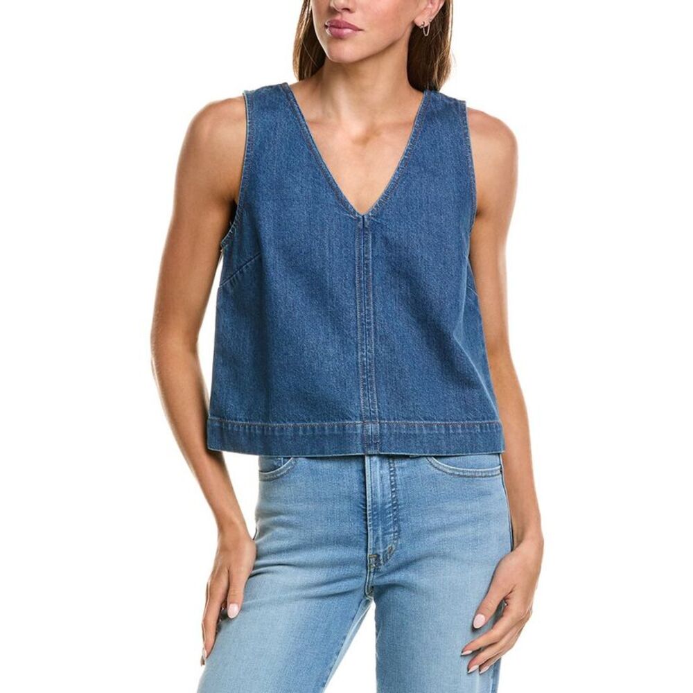 Madewell Womens  V-Neck Boxy Shell, Blue